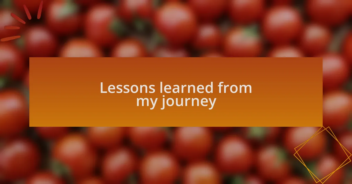Lessons learned from my journey