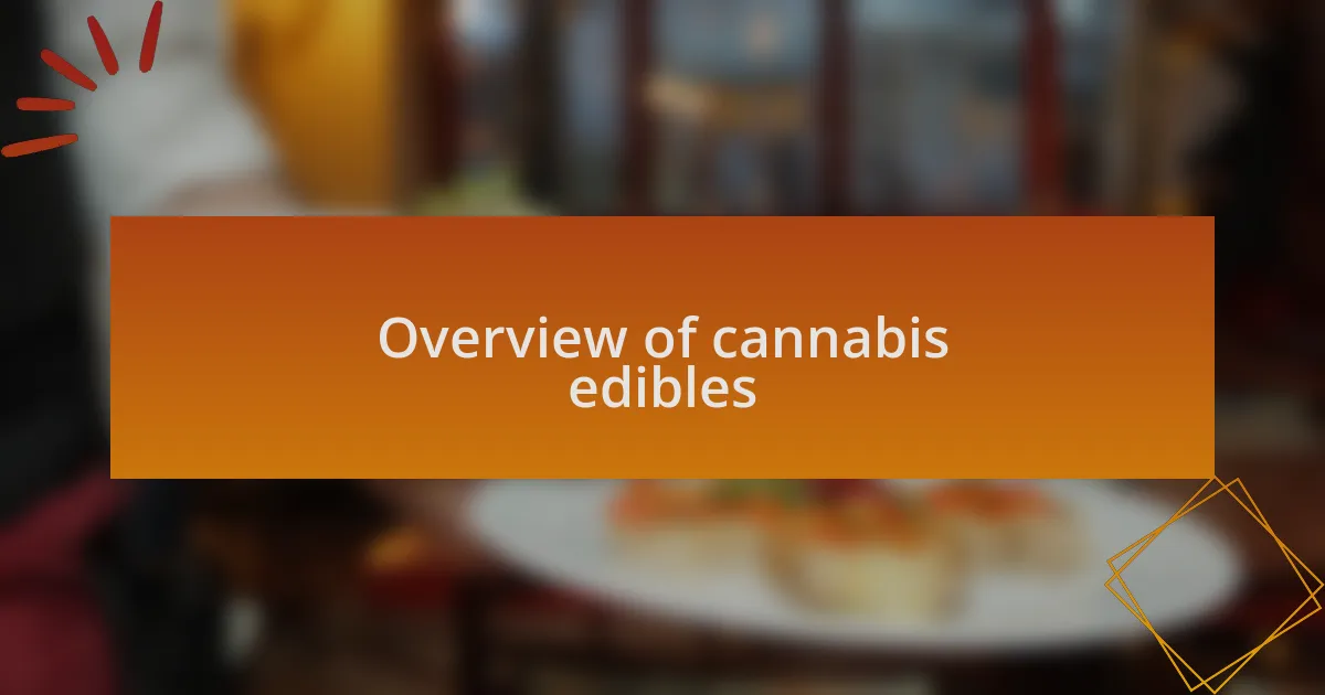 Overview of cannabis edibles