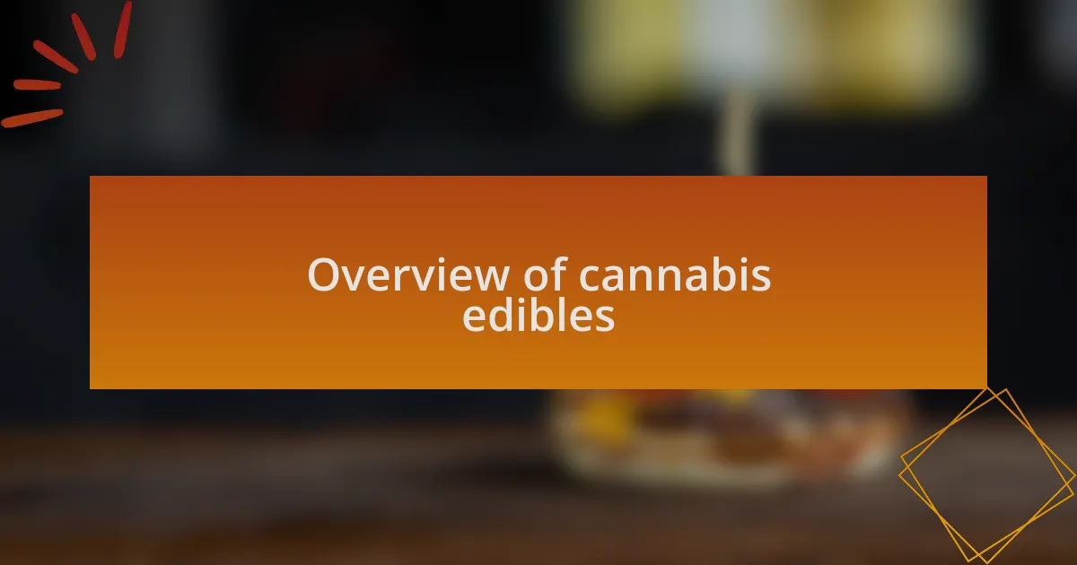 Overview of cannabis edibles