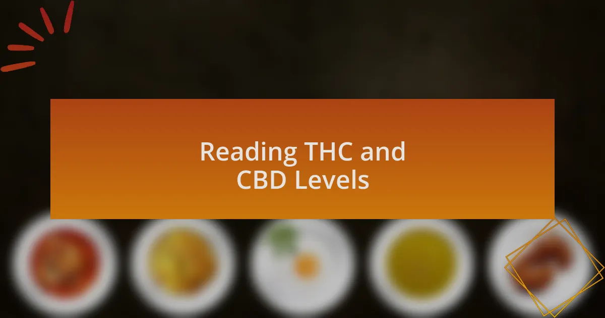 Reading THC and CBD Levels
